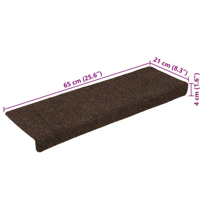 Stair Mats Self-adhesive 15 pcs 65x21x4 cm Brown Rectangular Edge