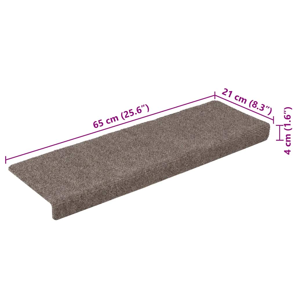 Stair Mats Self-adhesive 15 pcs 65x21x4 cm Beige Rectangular Edge