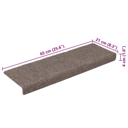 Stair Mats Self-adhesive 15 pcs 65x21x4 cm Beige Rectangular Edge