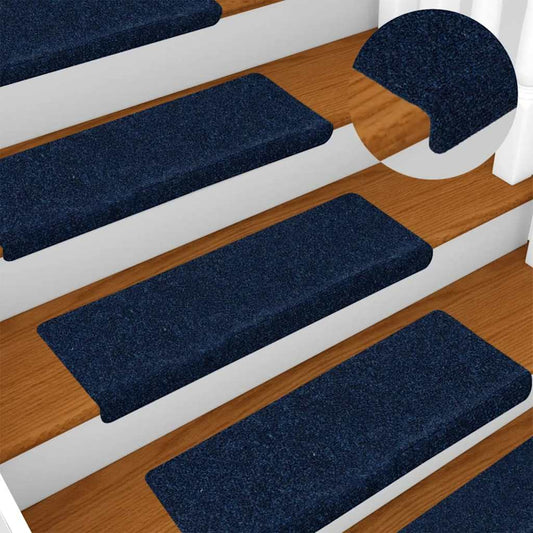 Stair Mats Self-adhesive 15 pcs 65x21x4 cm Navy Rectangular Edge