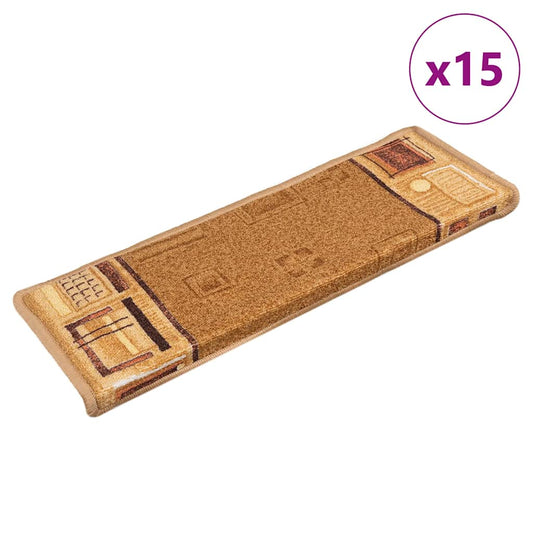 Stair Mats Self-adhesive 15 pcs 65x21x4 cm Beige