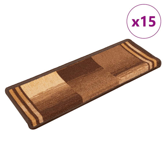 Stair Mats Self-adhesive 15 pcs 65x21x4 cm Brown