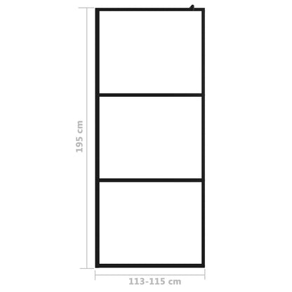 Walk-in Shower Wall with Clear ESG Glass Black 115x195 cm