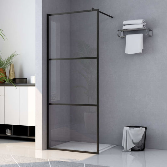Walk-in Shower Wall with Clear ESG Glass Black 115x195 cm