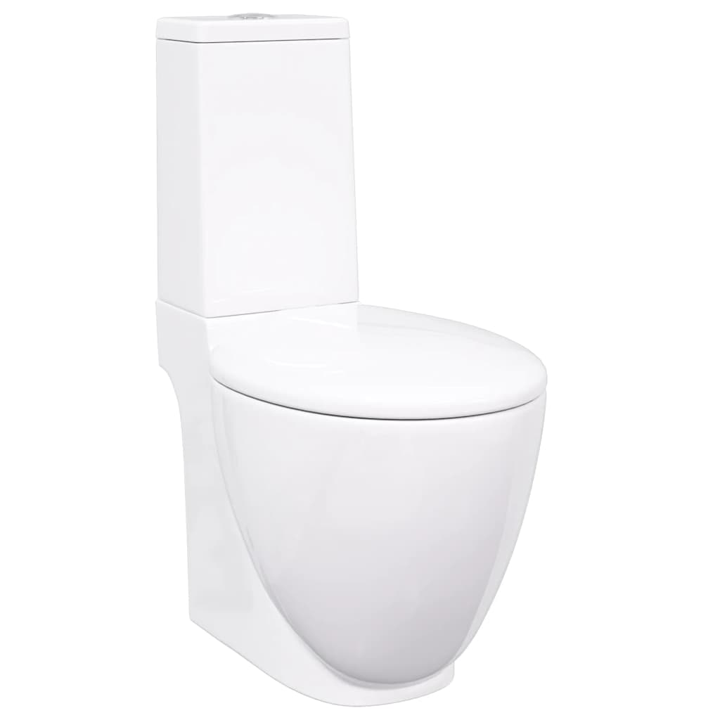 WC Ceramic Toilet Bathroom Round Toilet Bottom Water Flow White