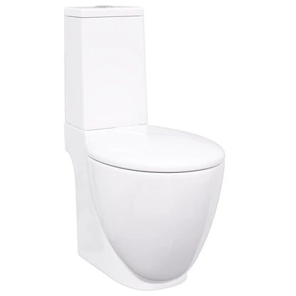 WC Ceramic Toilet Bathroom Round Toilet Bottom Water Flow White