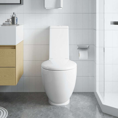 WC Ceramic Toilet Bathroom Round Toilet Bottom Water Flow White