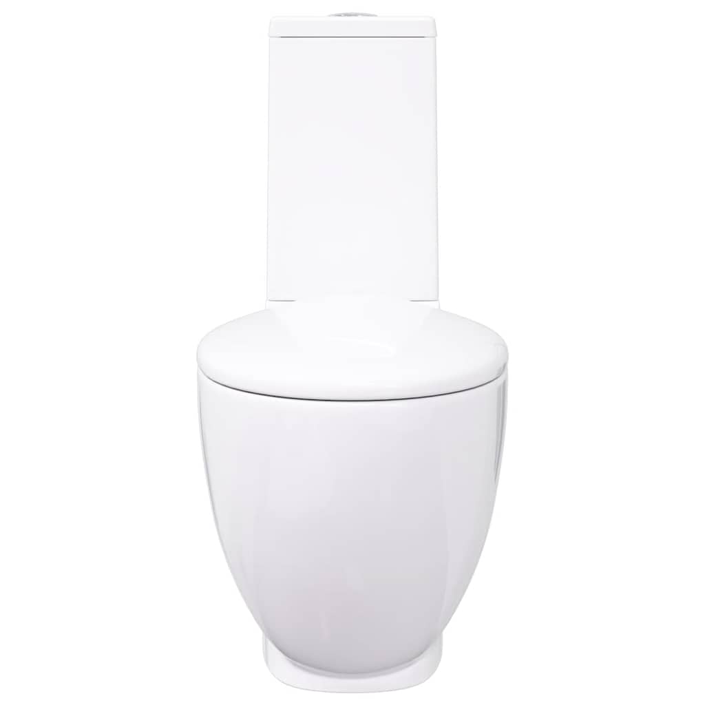 WC Ceramic Toilet Bathroom Round Toilet Bottom Water Flow White
