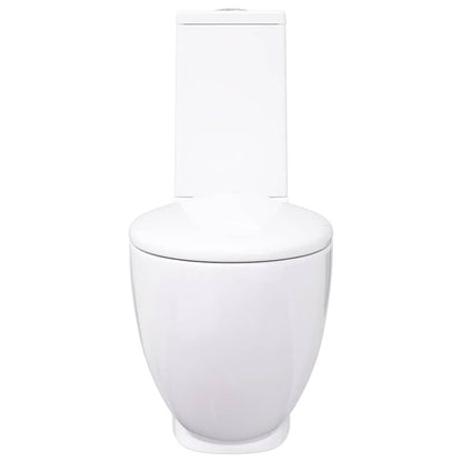 WC Ceramic Toilet Bathroom Round Toilet Bottom Water Flow White