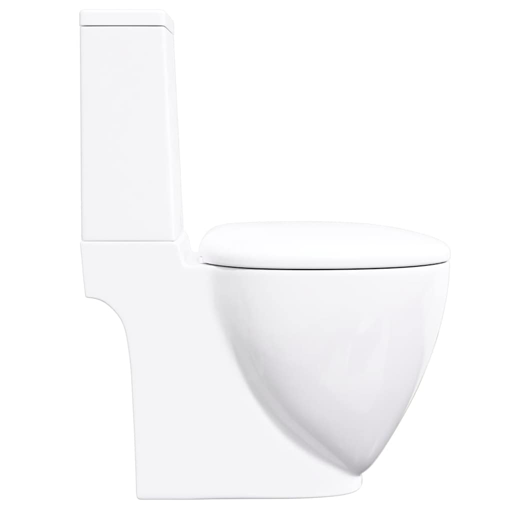 WC Ceramic Toilet Bathroom Round Toilet Bottom Water Flow White