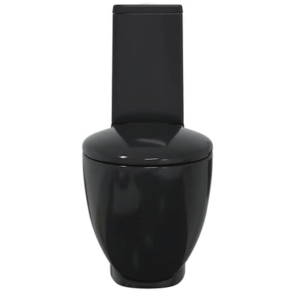 WC Ceramic Toilet Bathroom Round Toilet Bottom Water Flow Black