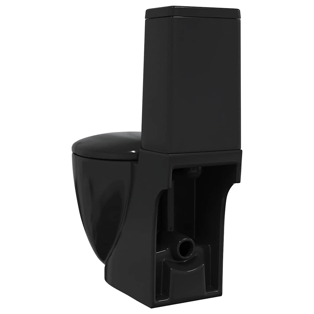 WC Ceramic Toilet Bathroom Round Toilet Bottom Water Flow Black