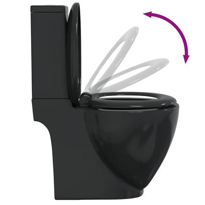 WC Ceramic Toilet Bathroom Round Toilet Bottom Water Flow Black