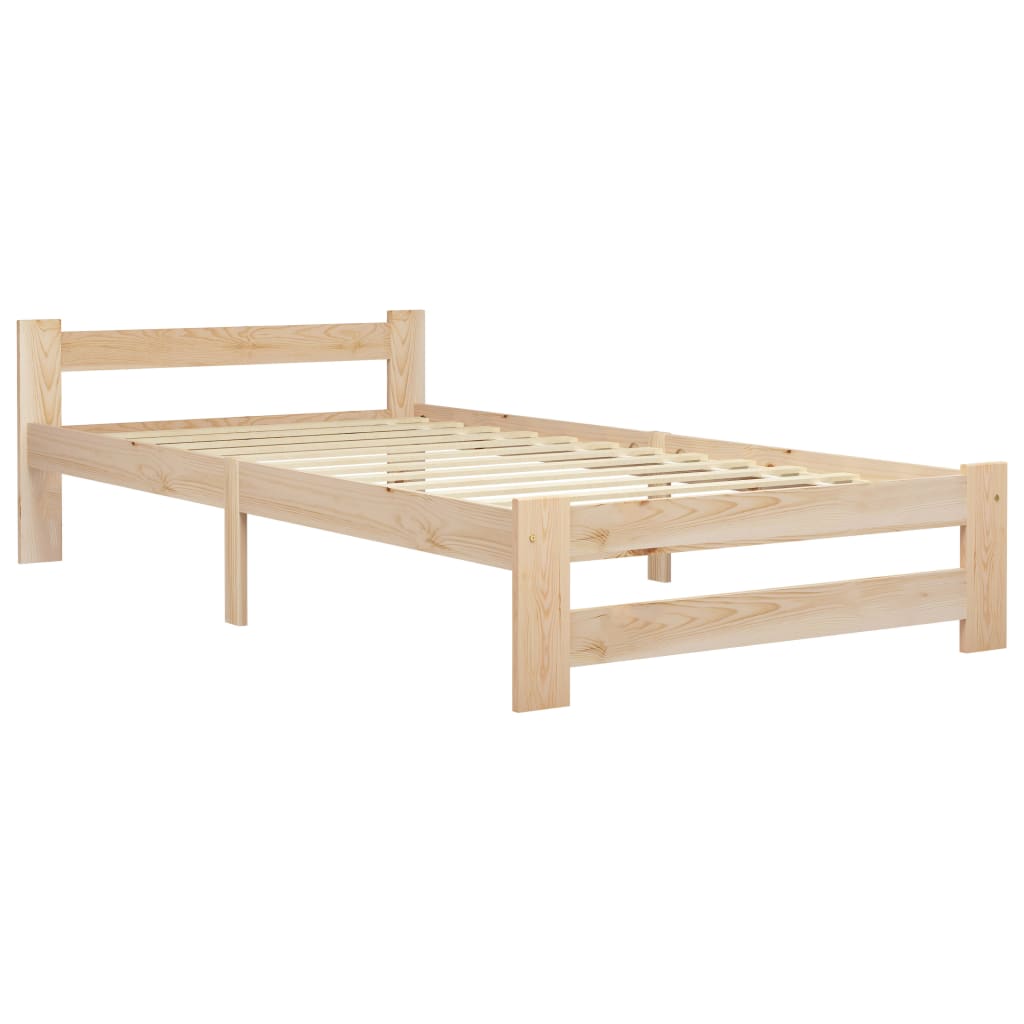 Bed Frame without Mattress Solid Pine Wood 100x200 cm
