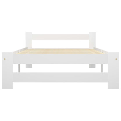 Bed Frame without Mattress White Solid Pine Wood 90x200 cm