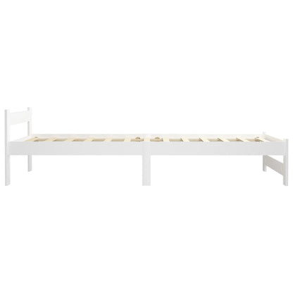 Bed Frame without Mattress White Solid Pine Wood 90x200 cm