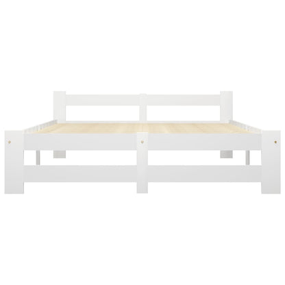 Bed Frame without Mattress White Solid Pine Wood 120x200 cm