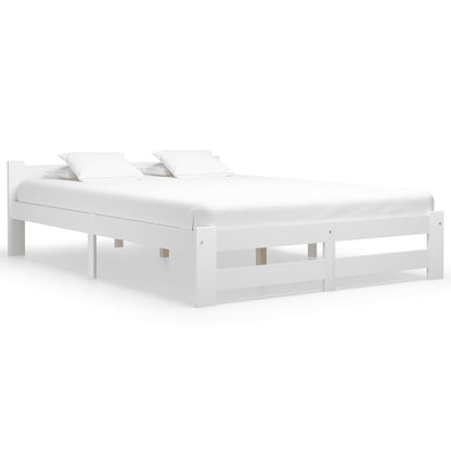 Bed Frame without Mattress White Solid Pine Wood 140x200 cm