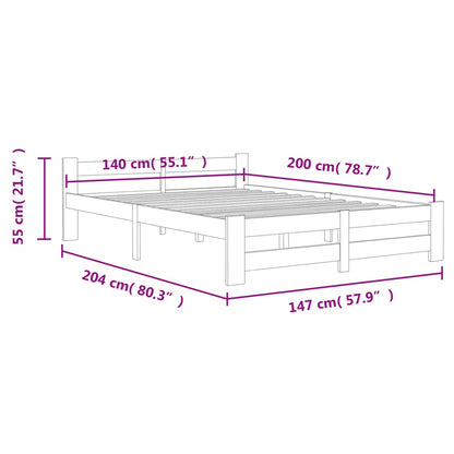 Bed Frame without Mattress White Solid Pine Wood 140x200 cm