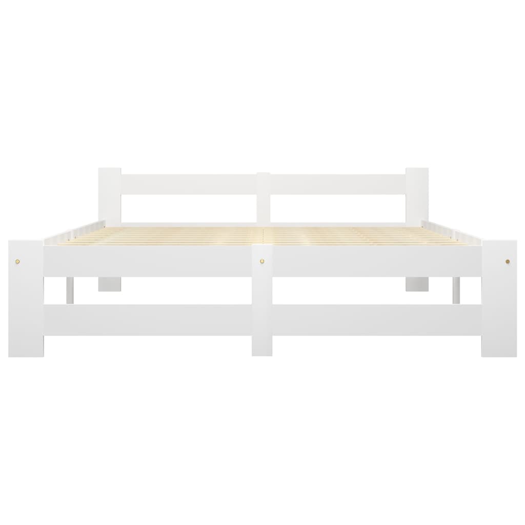 Bed Frame without Mattress White Solid Pine Wood 160x200 cm