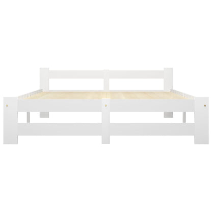 Bed Frame without Mattress White Solid Pine Wood 160x200 cm