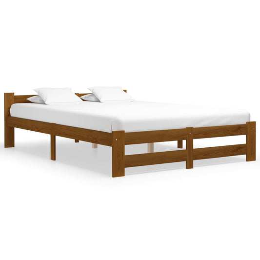 Bed Frame without Mattress Honey Brown Solid Pine Wood 160x200cm