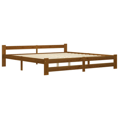 Bed Frame without Mattress Honey Brown Solid Pine Wood 200x200cm