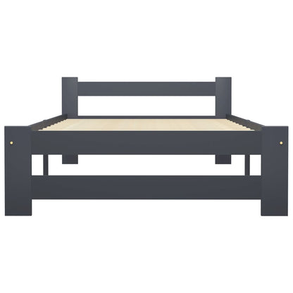 Bed Frame without Mattress Dark Grey Solid Pine Wood 100x200 cm