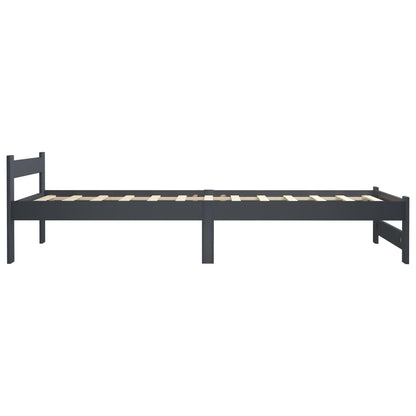 Bed Frame without Mattress Dark Grey Solid Pine Wood 100x200 cm
