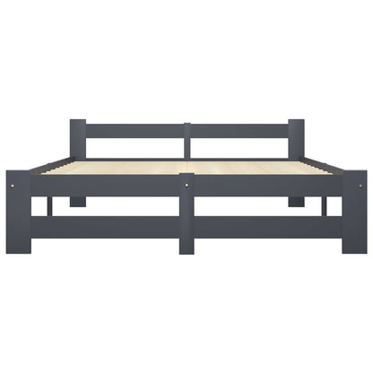 Bed Frame without Mattress Dark Grey Solid Pine Wood 140x200 cm