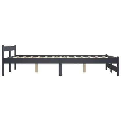 Bed Frame without Mattress Dark Grey Solid Pine Wood 140x200 cm