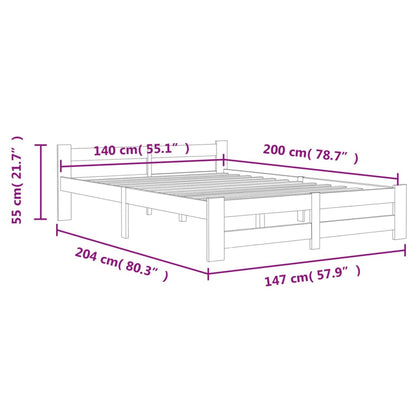 Bed Frame without Mattress Dark Grey Solid Pine Wood 140x200 cm