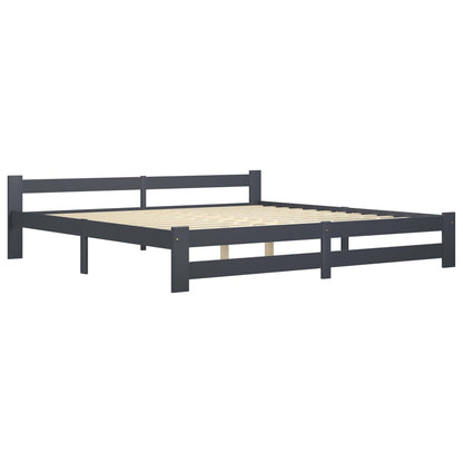 Bed Frame without Mattress Dark Grey Solid Pine Wood 200x200 cm