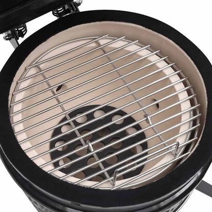 2-in-1 Kamado Barbecue Grill Smoker Ceramic 56 cm Black