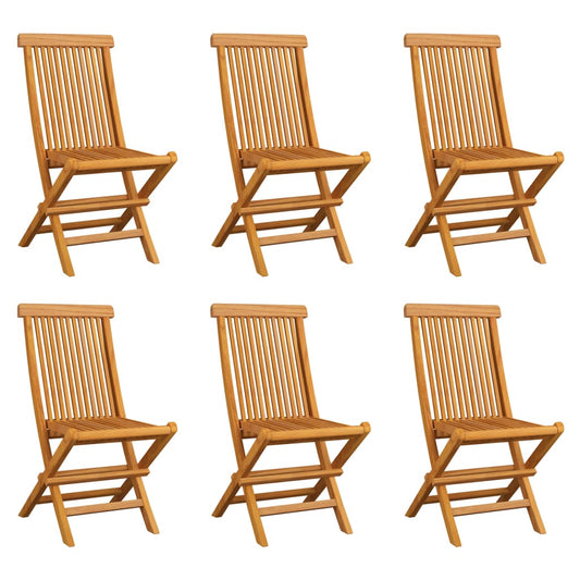 Folding Garden Chairs 6 pcs Solid Teak Wood
