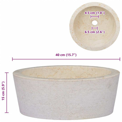 Sink Cream Ø40x15 cm Marble