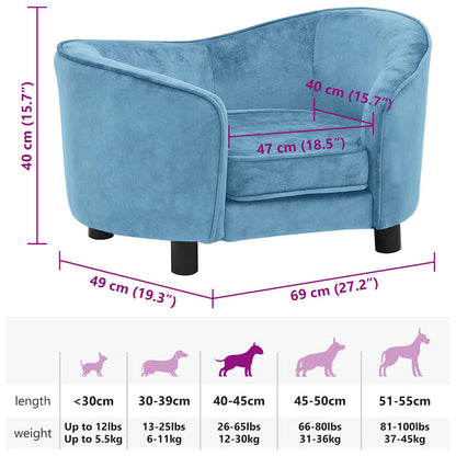 Dog Sofa Turquoise 69x49x40 cm Plush