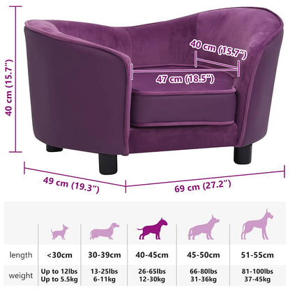 Dog Sofa Burgundy 69x49x40 cm Plush and Faux Leather