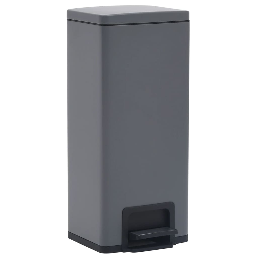 Dustbin with Pedal Anti-fingerprint 30L Grey Stainless Steel