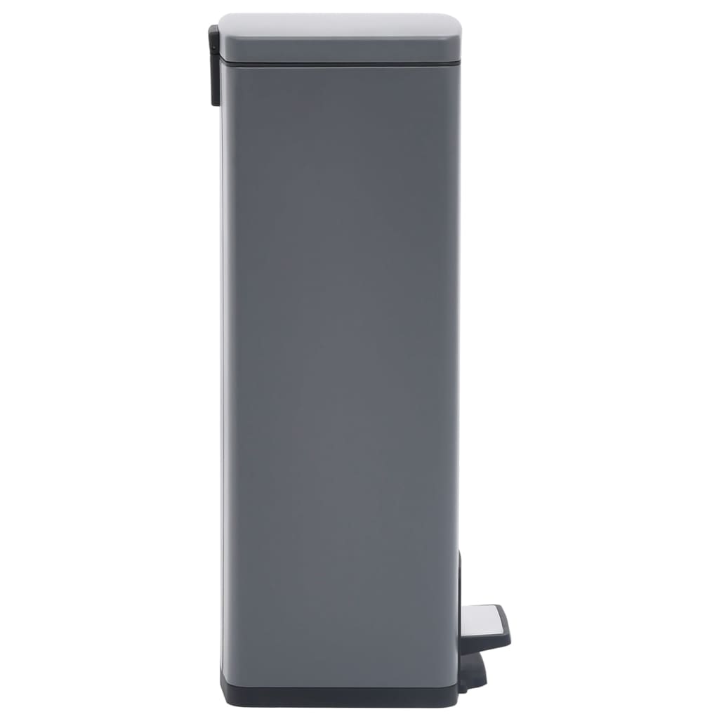 Dustbin with Pedal Anti-fingerprint 30L Grey Stainless Steel
