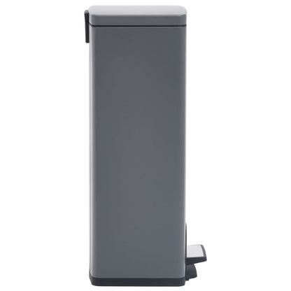 Dustbin with Pedal Anti-fingerprint 30L Grey Stainless Steel