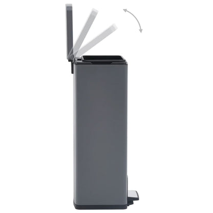 Dustbin with Pedal Anti-fingerprint 30L Grey Stainless Steel