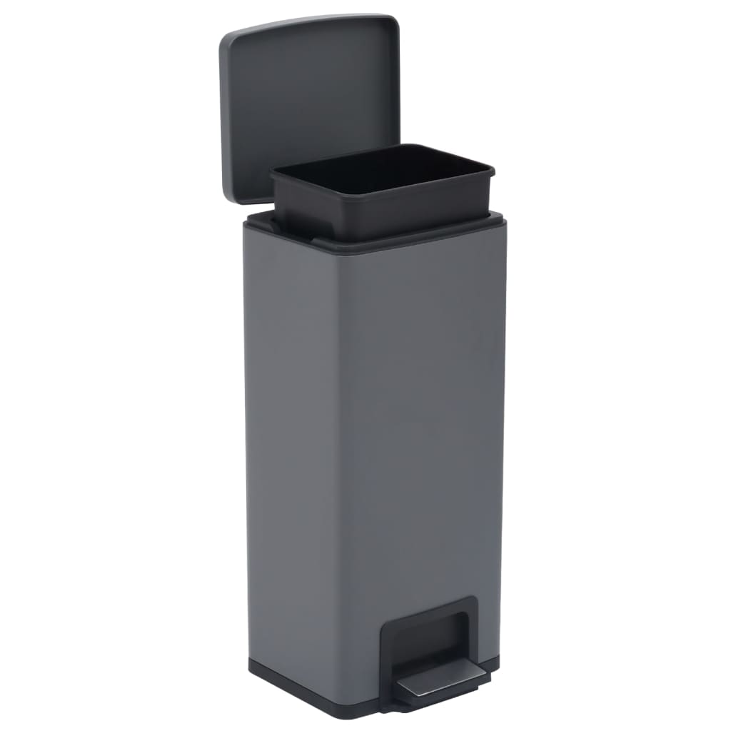 Dustbin with Pedal Anti-fingerprint 30L Grey Stainless Steel