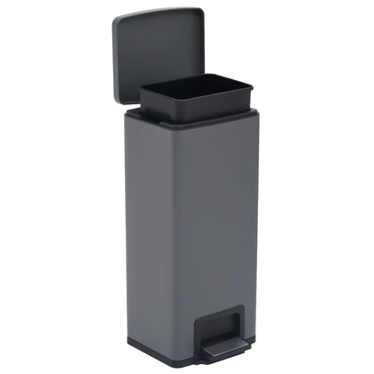 Dustbin with Pedal Anti-fingerprint 30L Grey Stainless Steel