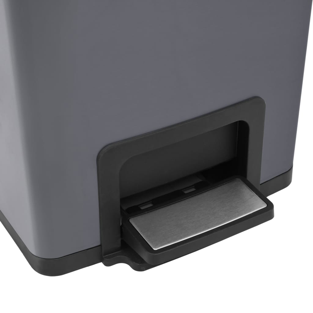 Dustbin with Pedal Anti-fingerprint 30L Grey Stainless Steel