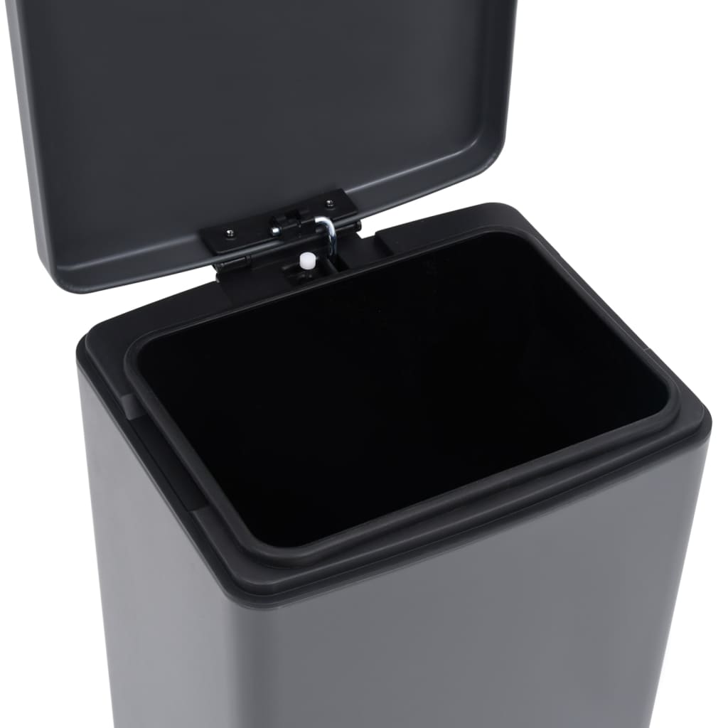 Dustbin with Pedal Anti-fingerprint 30L Grey Stainless Steel