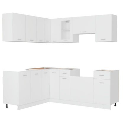 11 Piece Kitchen Cabinet Set Lyon White Engineered Wood
