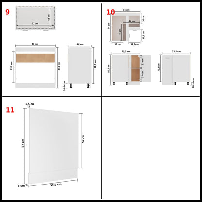 11 Piece Kitchen Cabinet Set Lyon White Engineered Wood