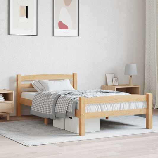 Bed Frame without Mattress Solid Pinewood 100x200 cm