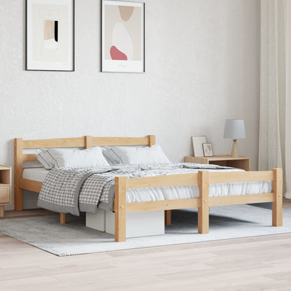 Bed Frame without Mattress Solid Pinewood 140x200 cm